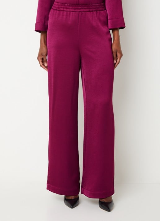 Xandres Paolo high waist wide fit broek van satijn
