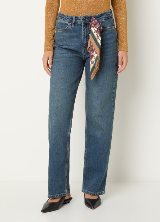 Xandres Pascal high waist straight leg jeans met medium wassing en sjaaldetail