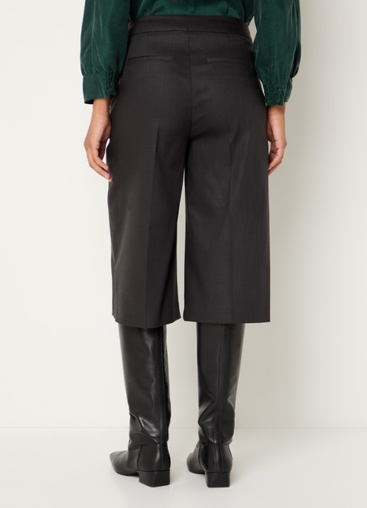 Xandres Patrizalo high waist straight fit korte pantalon in wolblend - achterkant 2 donkerbruin