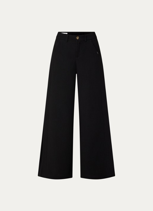 Xandres Patrizie high waist wide fit pantalon met steekzakken - voorkant 3 zwart