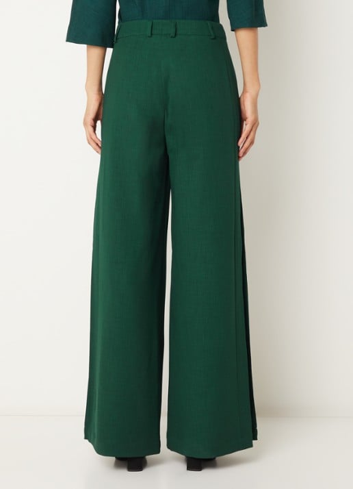 Xandres Patrizie high waist wide fit pantalon met steekzakken - achterkant 3 donkergroen