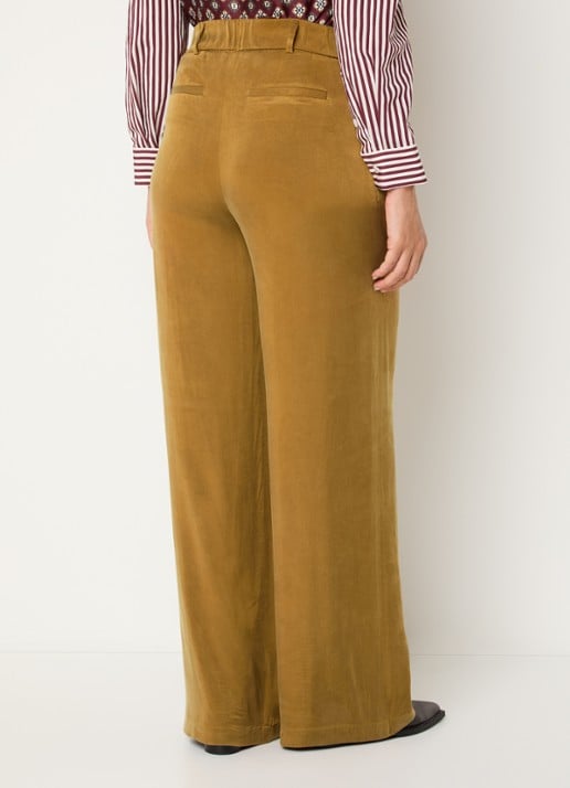 Xandres Phia high waist loose fit pantalon met steekzakken - achterkant 4 mosterd