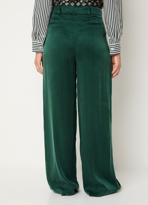 Xandres Phia high waist loose fit pantalon met steekzakken - achterkant 3 donkergroen