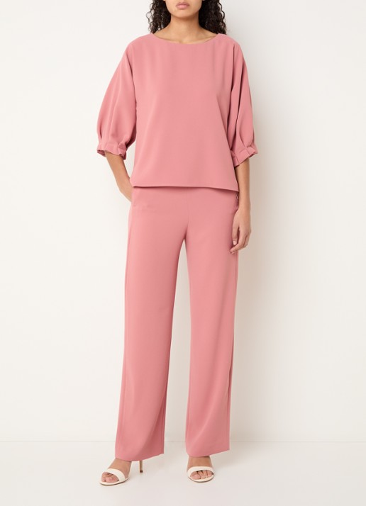Xandres Phocas high waist straight fit pantalon met steekzakken - voorkant 4 koraal