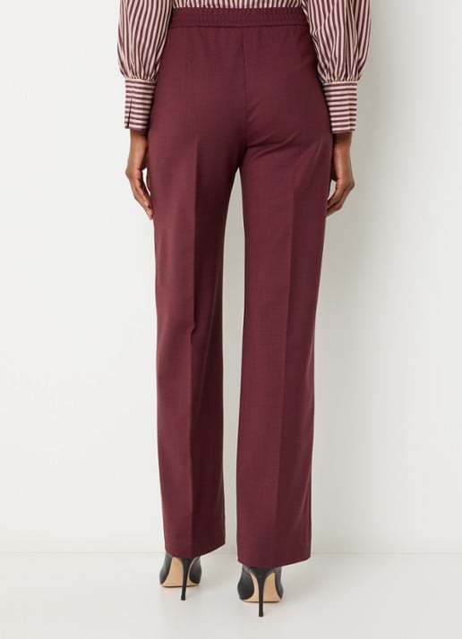 Xandres Phocus high waist straight fit pantalon in woblend met steekzakken - achterkant 4 aubergine