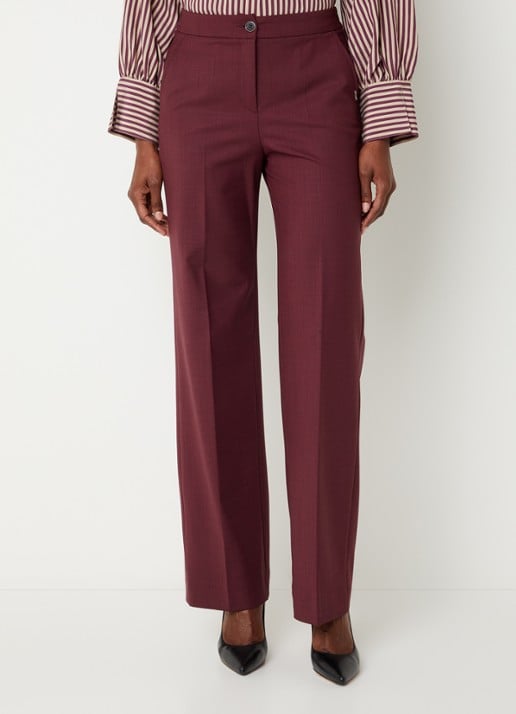 Xandres Phocus high waist straight fit pantalon in woblend met steekzakken
