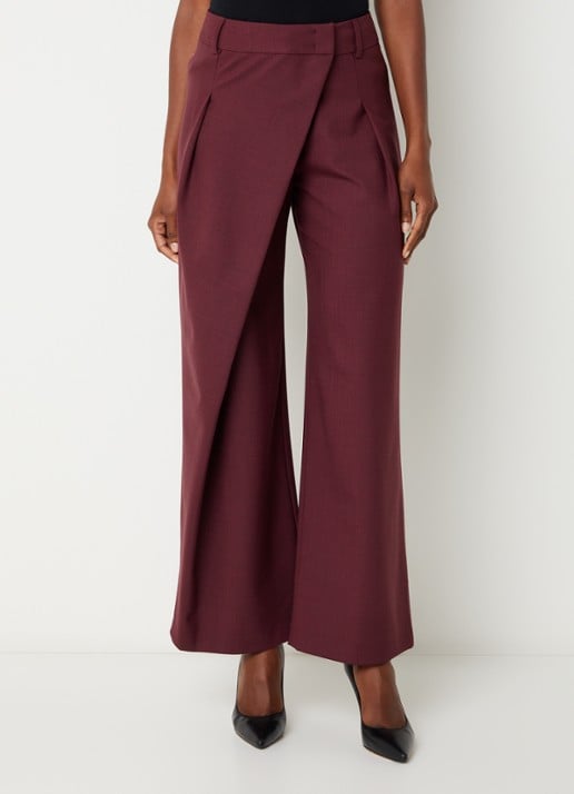 Xandres Pifo high waist wide fit pantalon in wolblend met steekzakken