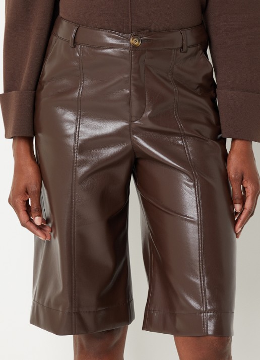 Xandres Puzanne high waist straight fit korte broek van imitatieleer