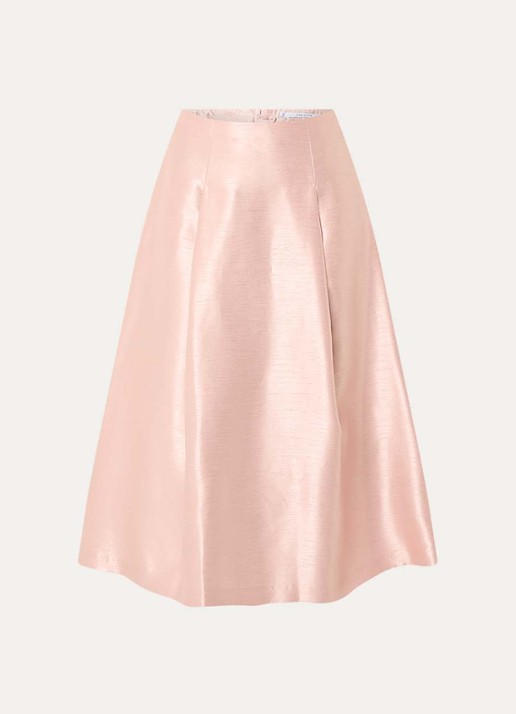 Xandres Rayma midi A-lijn rok met metallic finish - voorkant zalmroze