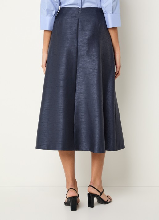 Xandres Rayma midi A-lijn rok met metallic finish - achterkant donkerblauw