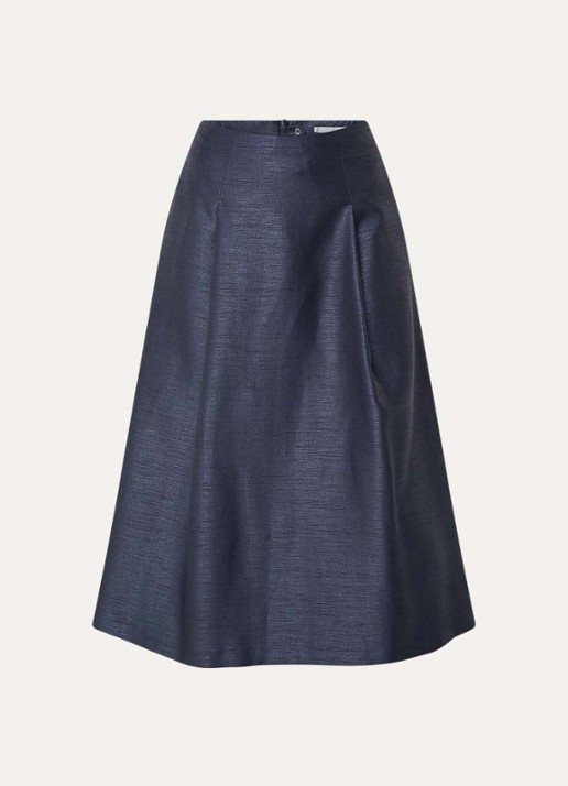 Xandres Rayma midi A-lijn rok met metallic finish - voorkant 3 donkerblauw