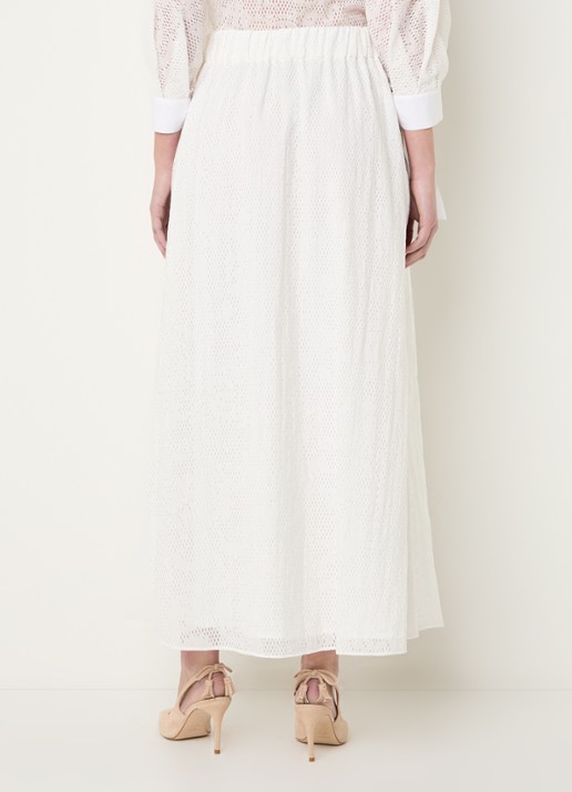 Xandres Rive maxi A-lijn rok met mesh - achterkant 3 wit