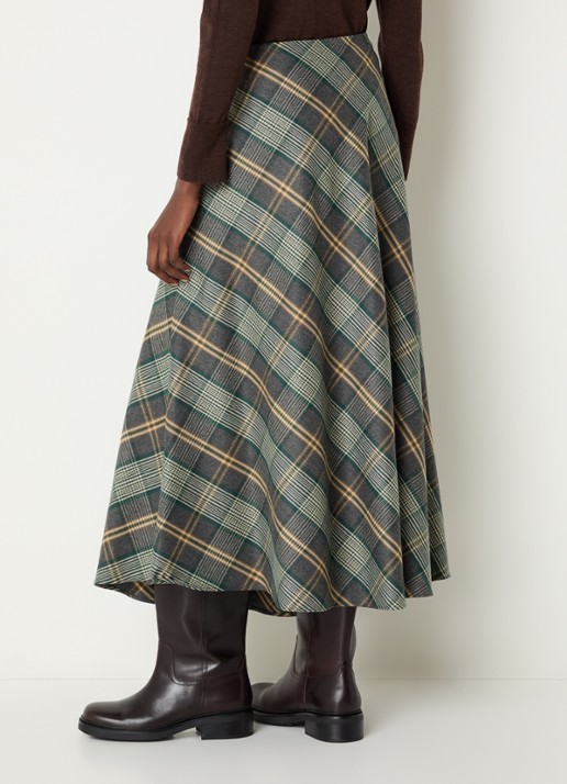 Xandres Rocio midi rok met ruitdessin - achterkant 4 donkergroen