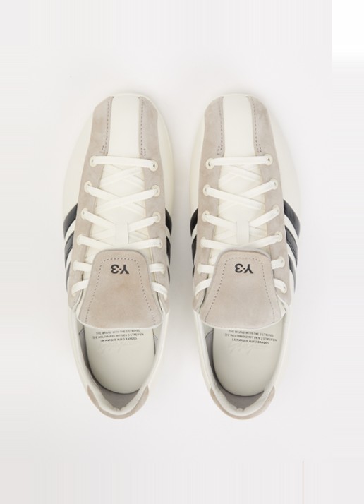 Y-3 Field sneaker van leer met details van suède - detail 4 wit