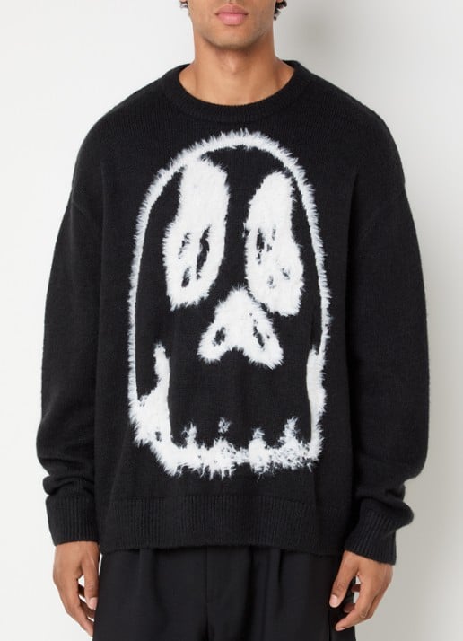 Y-3 Grofgebreide trui in wolblend met print