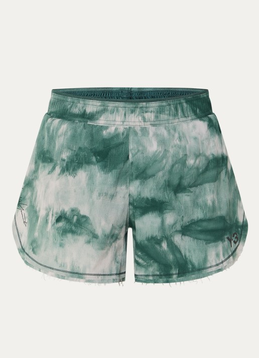 Y-3 Loose fit korte broek met print - voorkant 2 donkergroen