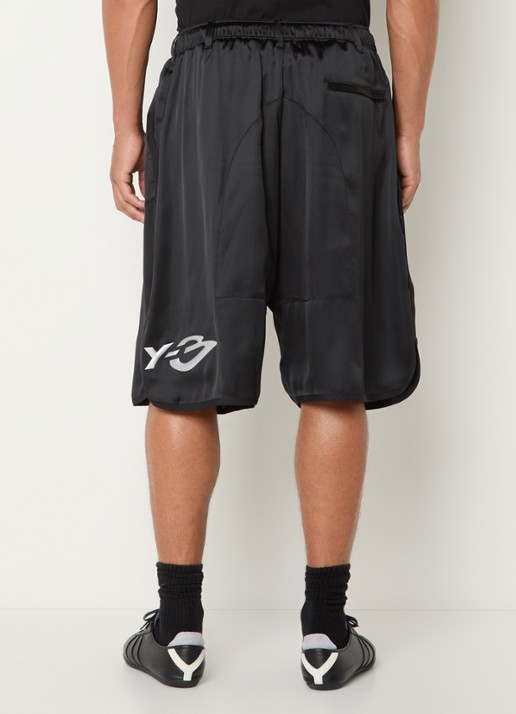 Y-3 Loose fit korte broek van satijn - achterkant zwart