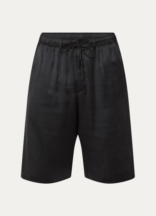 Y-3 Loose fit korte broek van satijn - voorkant 3 zwart