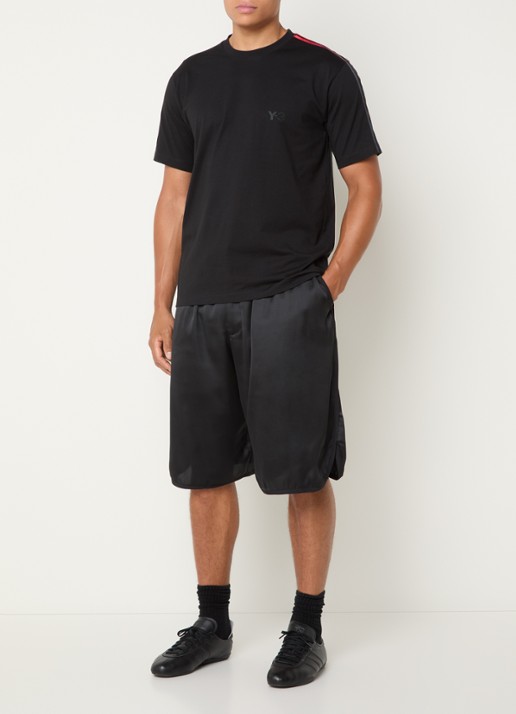 Y-3 Loose fit korte broek van satijn - voorkant 4 zwart