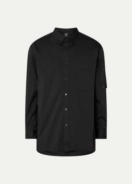 Y-3 Oversized fit overhemd met borstzak - voorkant 2 zwart