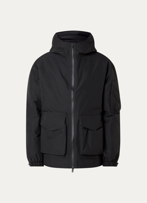 Y-3 Regenjack met capuchon en opgestikte zakken - voorkant 3 zwart