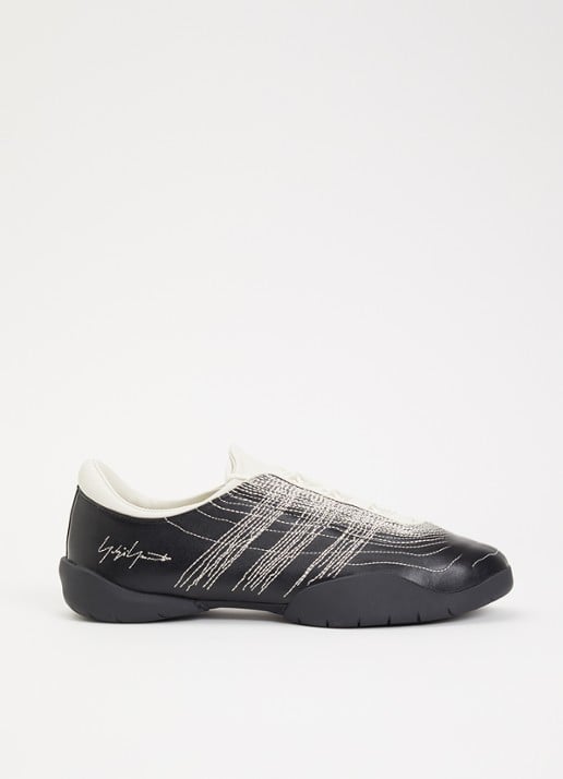 Y-3 Regu Embroidery sneaker van leer - voorkant 4 zwart
