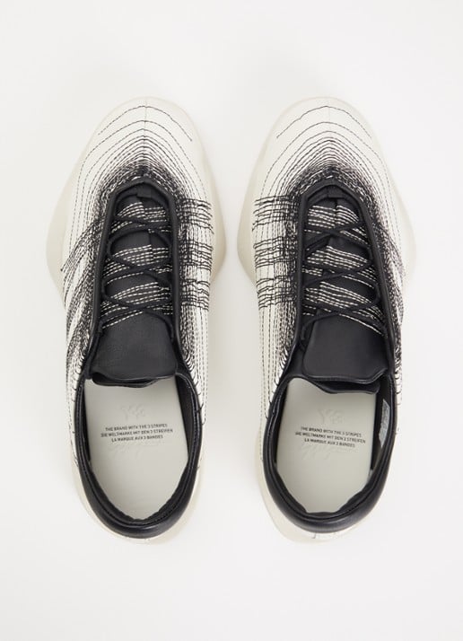 Y-3 Regu Embroidery sneaker van leer - detail 2 wit