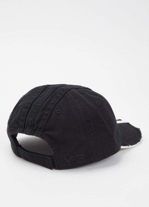 Y-3 Stripes pet met logoborduring - detail zwart