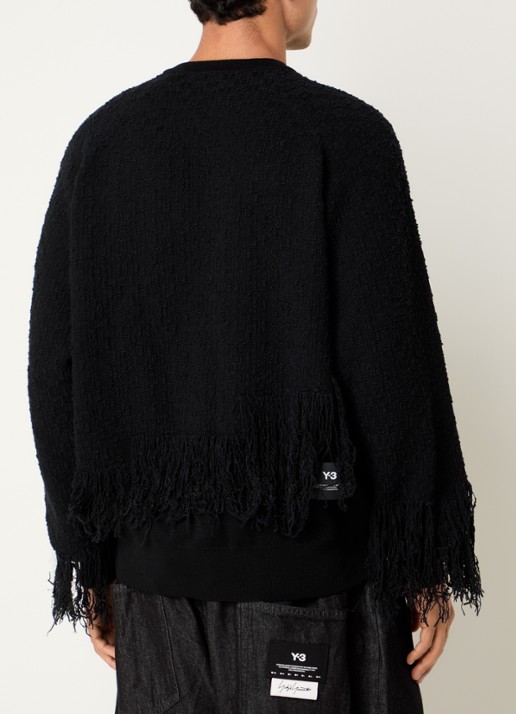 Y-3 Sweater met jacquard dessin en franjes - achterkant 2 zwart