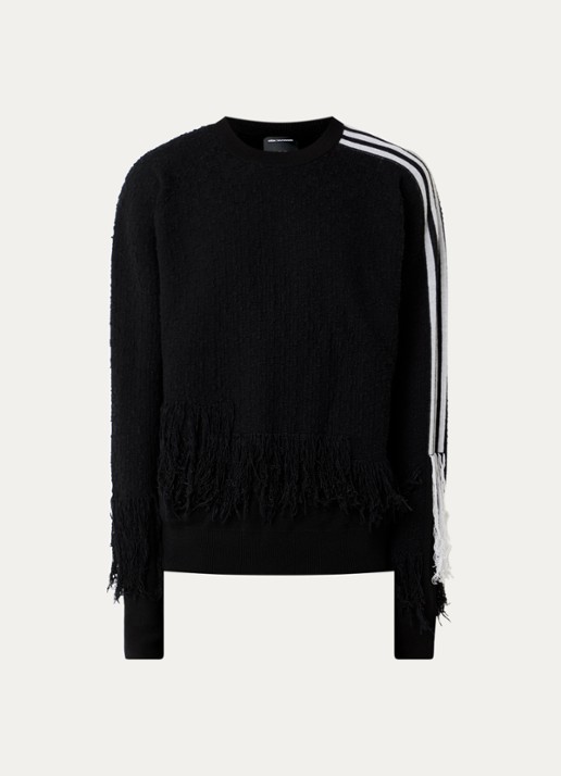 Y-3 Sweater met jacquard dessin en franjes - voorkant 3 zwart