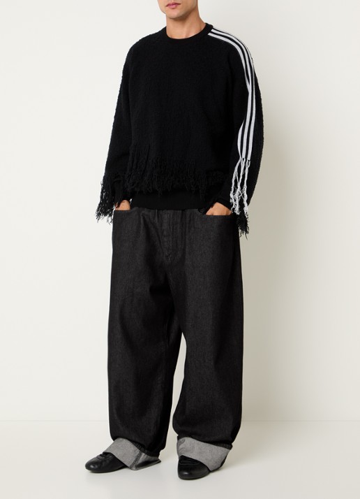 Y-3 Sweater met jacquard dessin en franjes - voorkant 4 zwart
