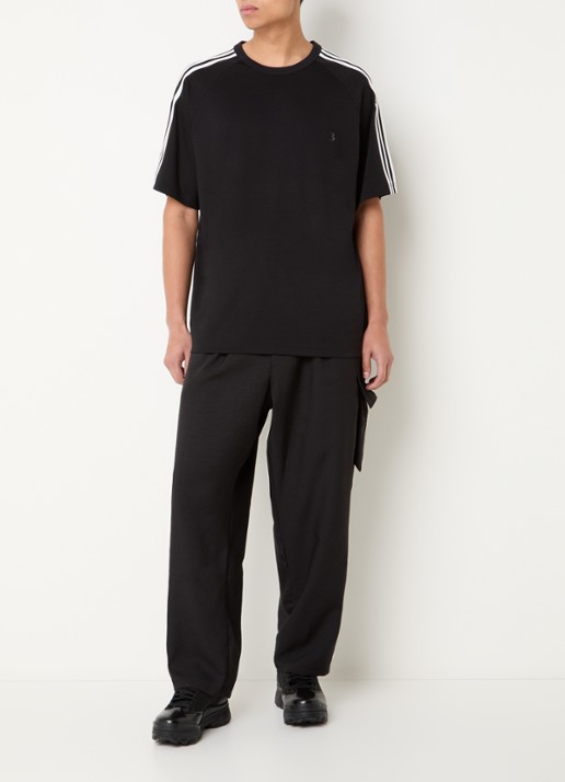 Y-3 T-shirt in wolblend met logoprint - voorkant 3 zwart