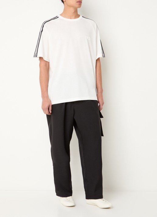 Y-3 T-shirt in wolblend met logoprint - voorkant 4 wit