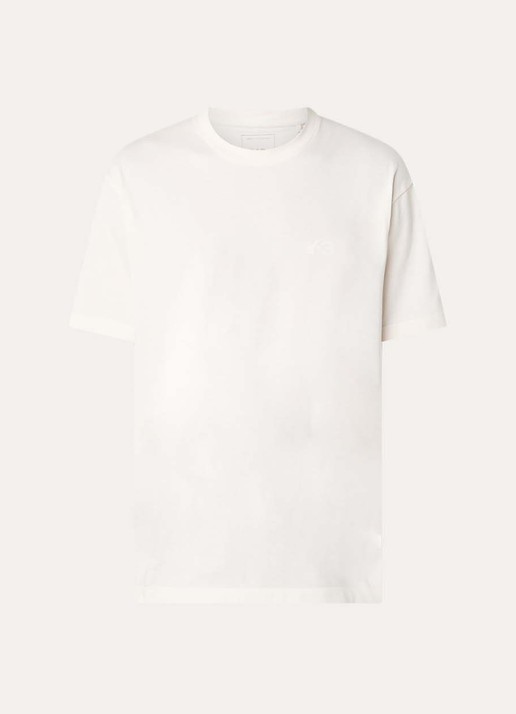 Y-3 T-shirt met logoprint - voorkant gebroken wit