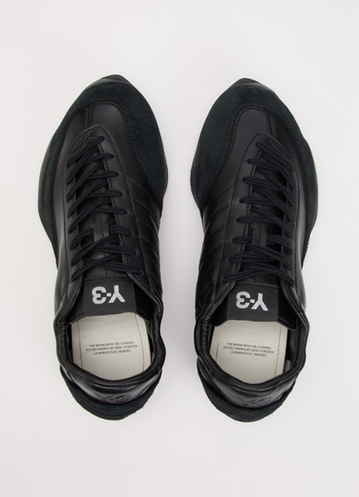 Y-3 Tokyo Warped sneaker van leer met suède details - detail 3 zwart