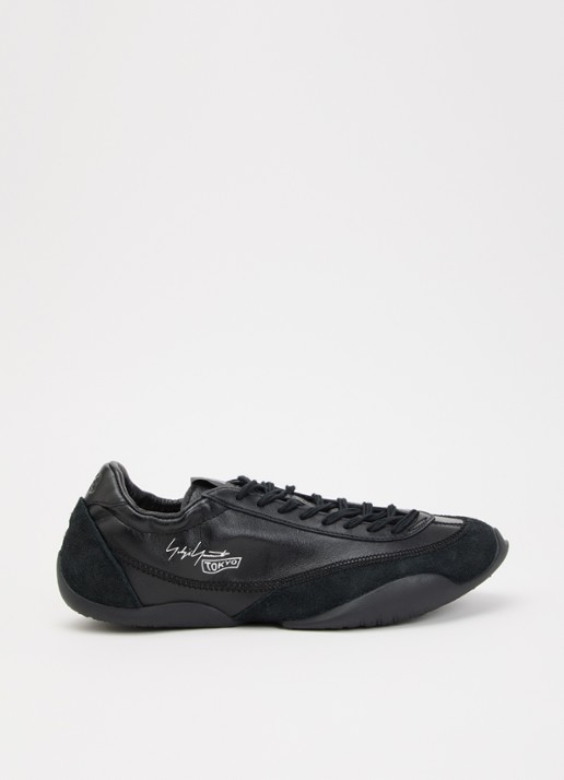 Y-3 Tokyo Warped sneaker van leer met suède details - voorkant zwart