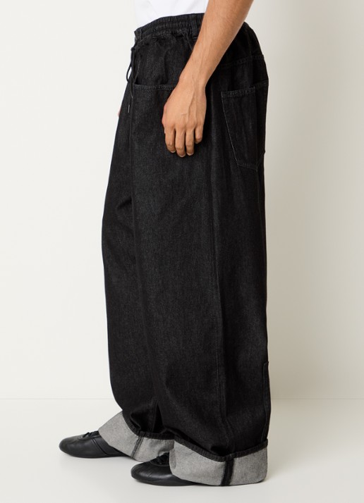 Y-3 Wide fit jeans met gekleurde wassing en steekzakken - detail 5 zwart
