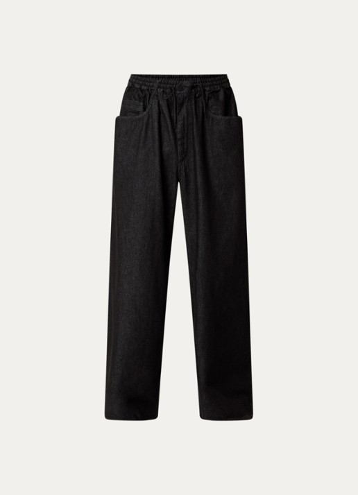 Y-3 Wide fit jeans met gekleurde wassing en steekzakken - voorkant 2 zwart