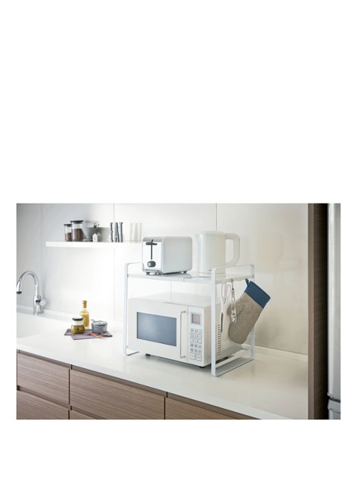 Yamazaki Tower uitschuifbare aanrecht organizer 47,5 - 75 cm - voorkant 2 wit