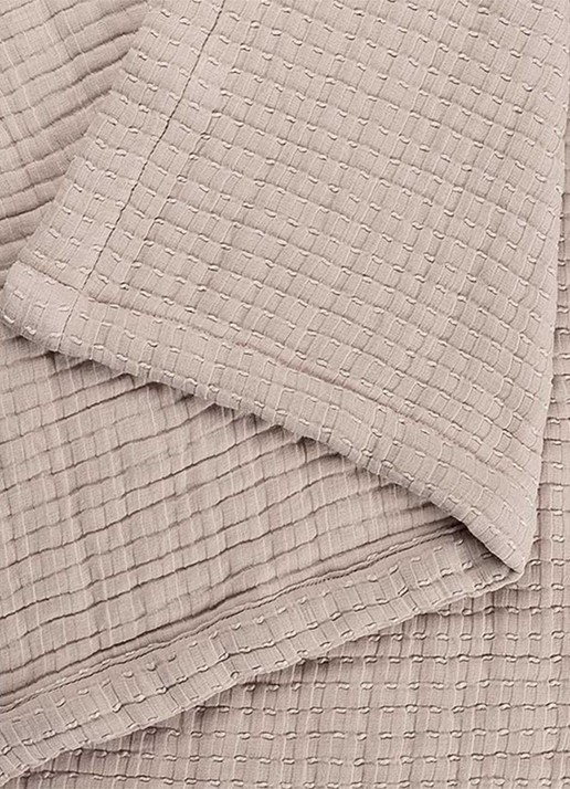 Yumeko Bedsprei van katoen 200 x 220 cm - achterkant 3 donkerbeige