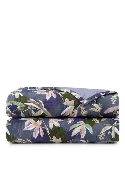 Yves Delorme Brume bedsprei 250 x 250 cm - voorkant 3 donkerblauw