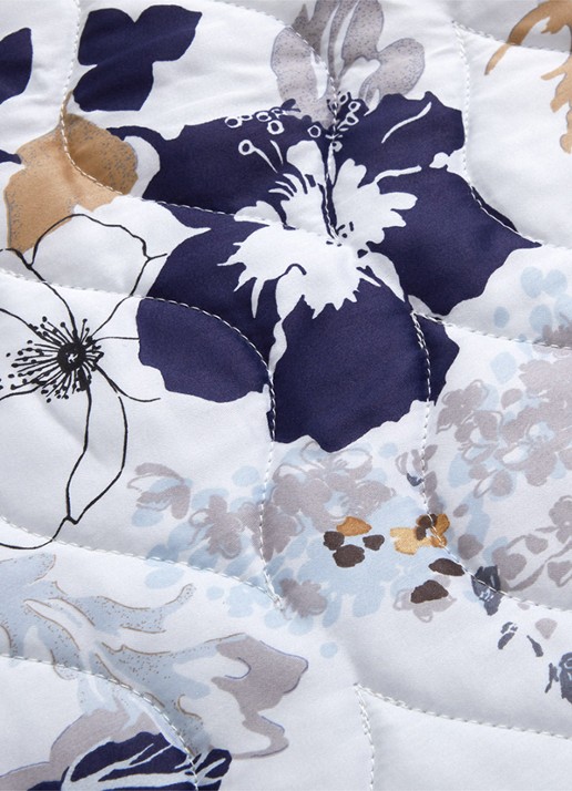 Yves Delorme Eclipses bedsprei van  katoensatijn - voorkant 2 blauw