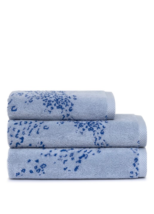 Yves Delorme Ecumes badhanddoek - 70 x 140 cm - achterkant blauw