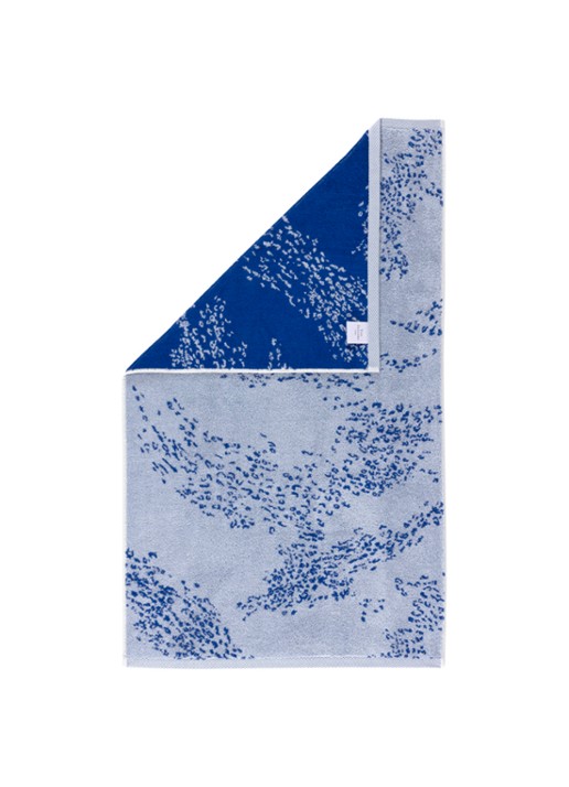 Yves Delorme Ecumes gastendoek - 42 x 70 cm - achterkant blauw