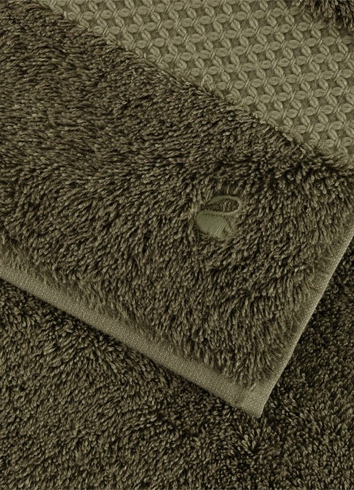 Yves Delorme Etoile badhanddoek - 700 gr/m2 - 55 x 100 cm - achterkant khaki
