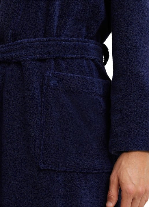 Yves Delorme Etoile badjas in katoenblend - achterkant 4 donkerblauw