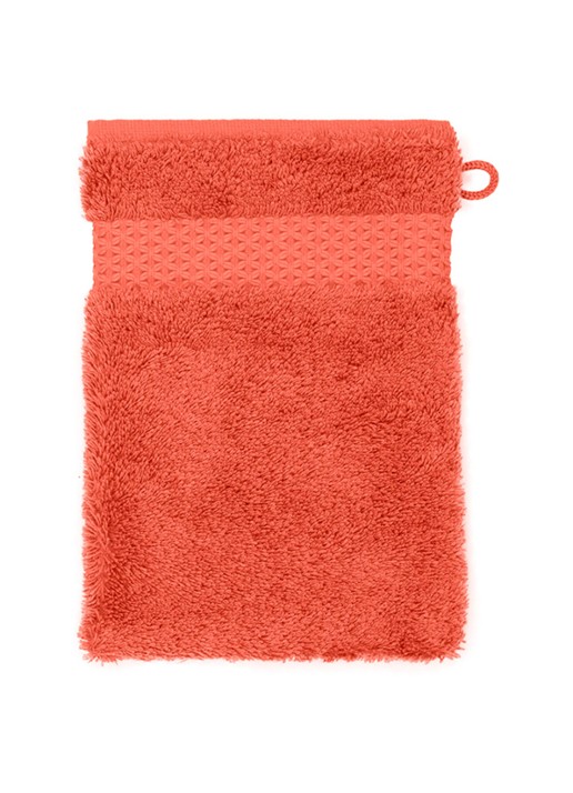 Yves Delorme Etoile washand - 700 gr/m2 - 16 x 22 cm - voorkant koraalrood