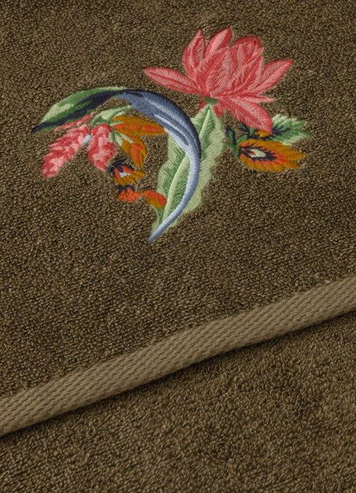 Yves Delorme Eze badhanddoek 55 x 100 cm - voorkant 2 mosgroen