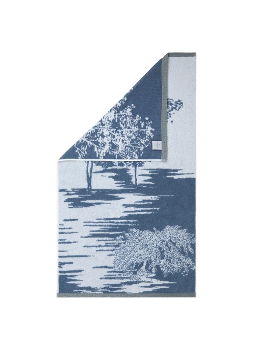 Yves Delorme Lande badhanddoek - 470 gr/m2 - 55 x 100 cm - achterkant 2 lichtblauw