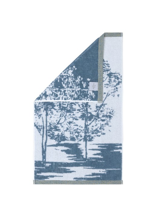 Yves Delorme Lande gastendoek - 470 gr/m2 - 42 x 70 cm - detail lichtblauw